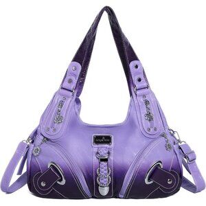 Angelkiss purple leather hobo purse large capacity stylish bag
